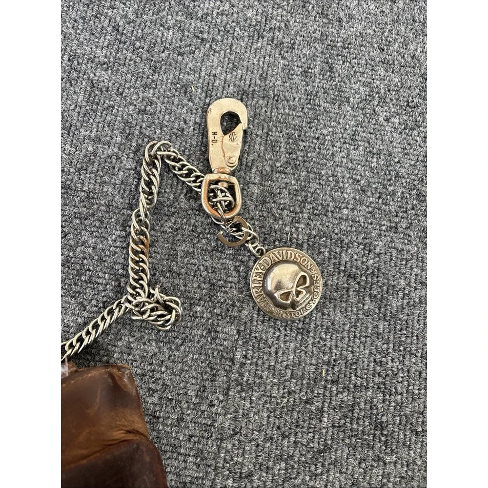 Vintage 90s Harley Davidson Leather Wallet And Willie-G Skull Chain H-D 90s
